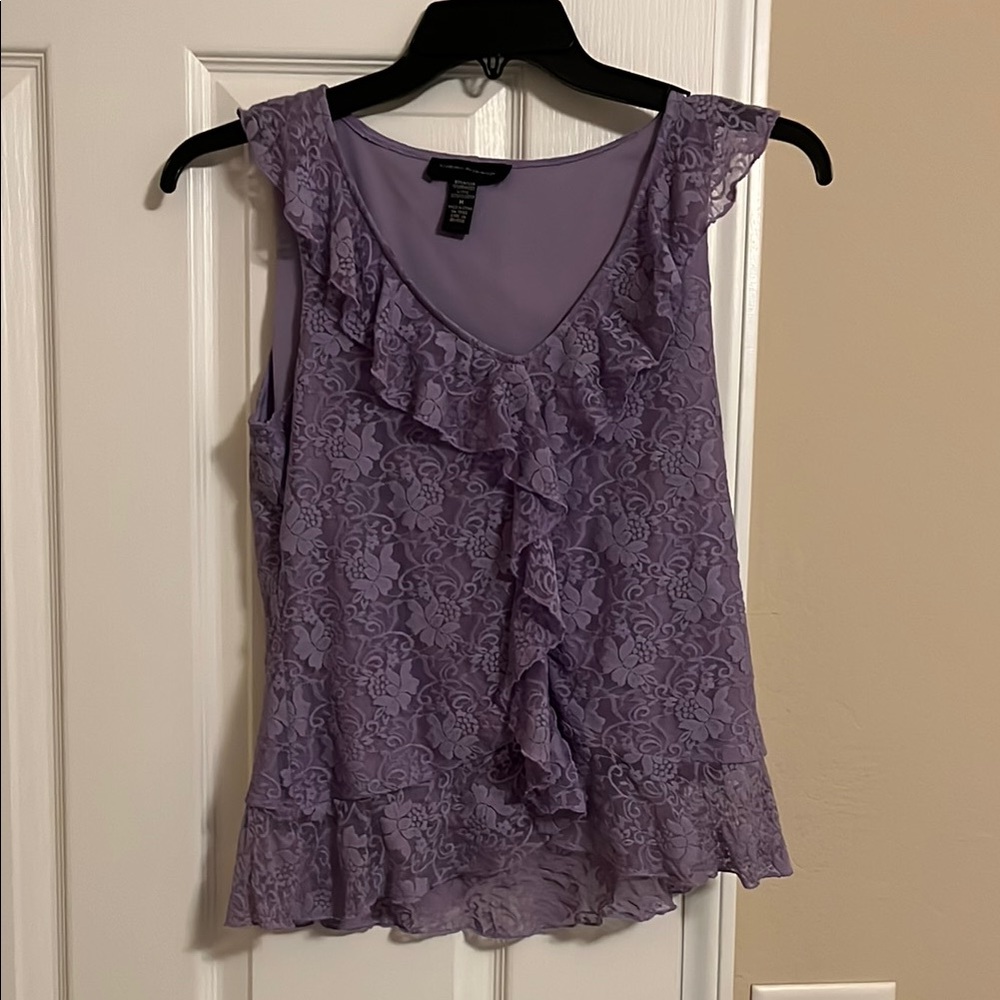Purple Lace Ruffle Top